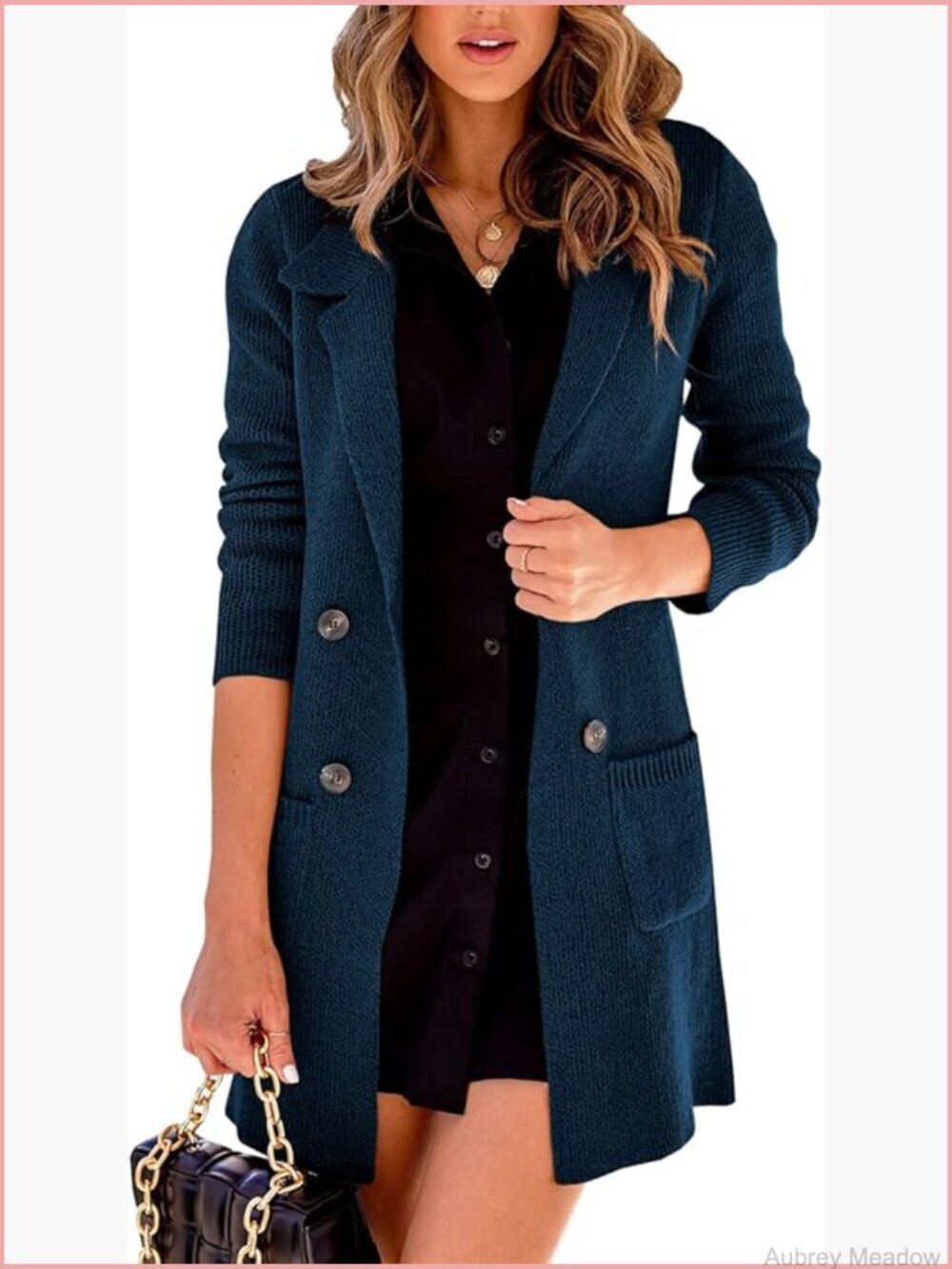 Open Front Lapel Collar Cardigan Button Down Long Sweaters Outerwear